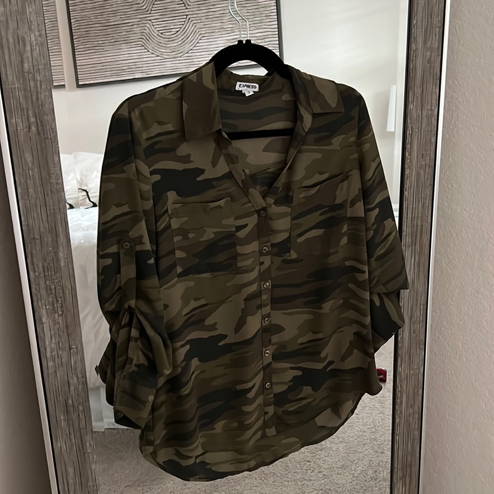 Express Camo portofino button down shirt